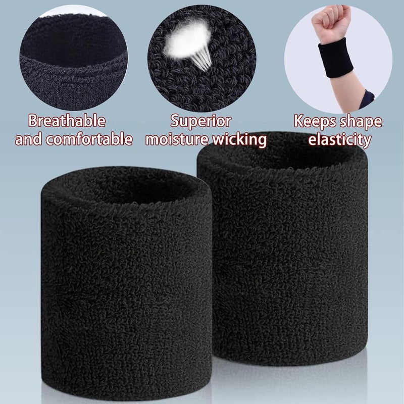 Magicorange 2 Pair Wrist Sweatbands for Kid Sports Wristbands, Stretchy & Sweat Absorbing Cotton Terry Cloth Wristband for Tennis Football Basketball - Image 4